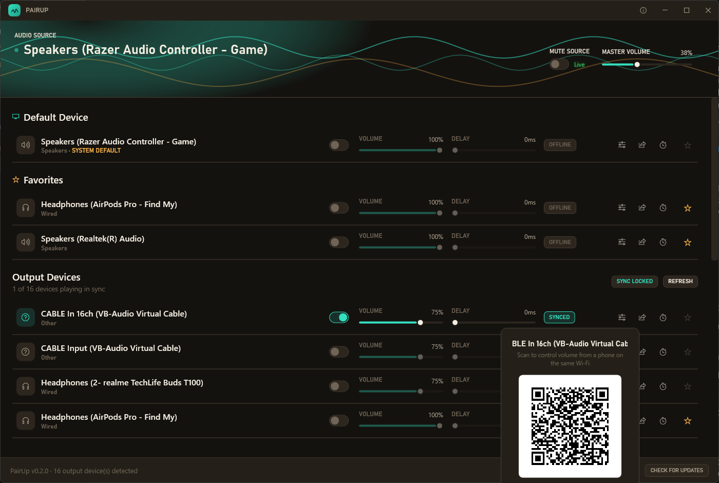 Guest share popup with QR code and PIN